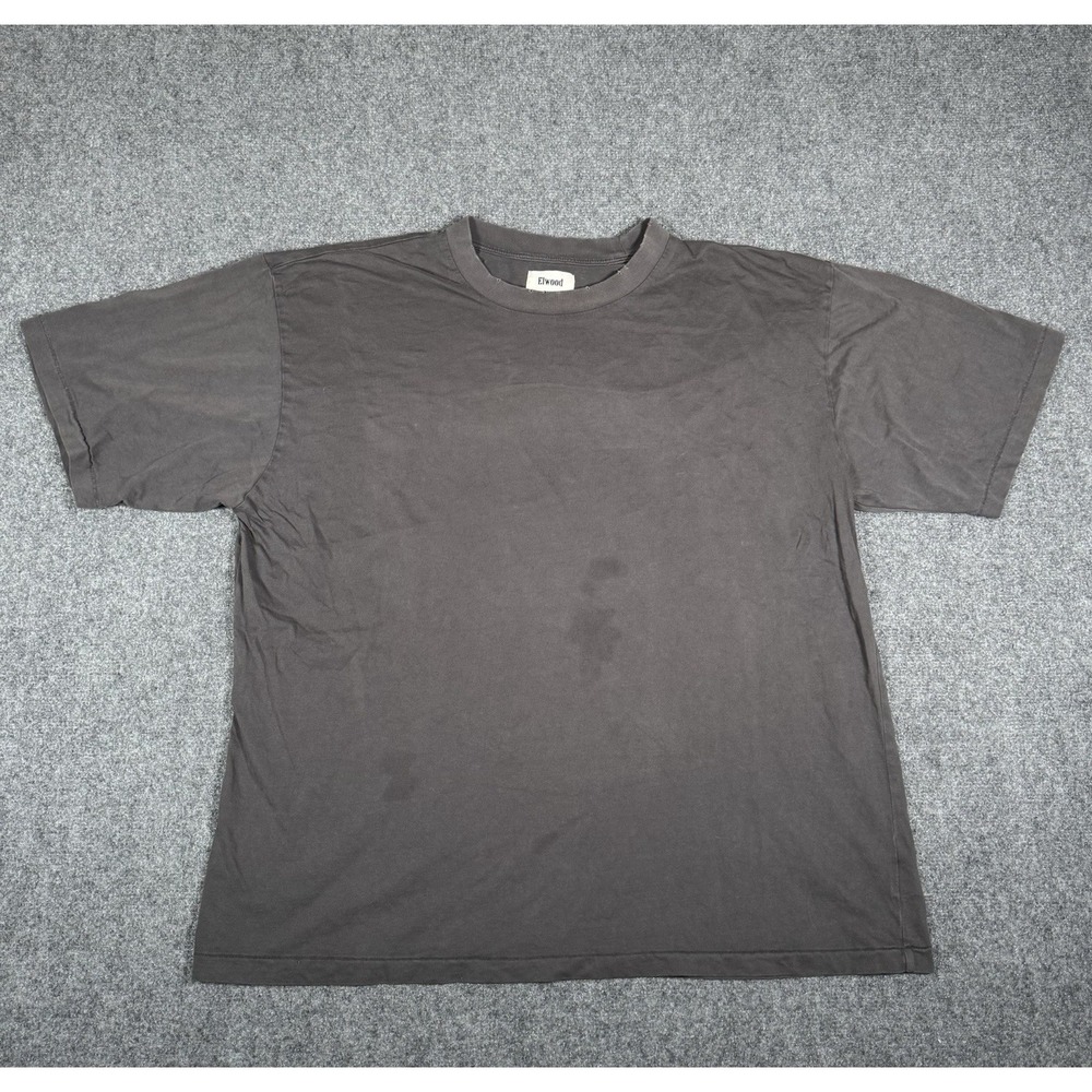 Elwood Shirt Mens XL Gray Distressed‎ Neck Organic Cotton Casual Tee T-Shirt